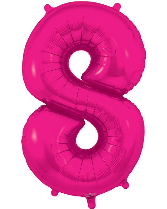 34"Hot Pink Number 8 Foil Balloon
