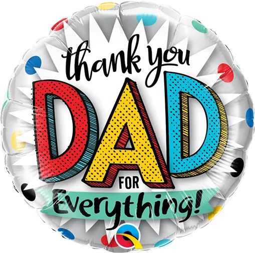 Colorful balloon with 'thank you DAD for everything!' text on a white background