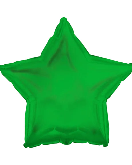Green star-shaped balloon on a white background