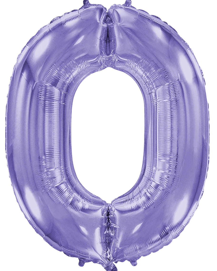 34"Lilac Number 0 Foil Balloon