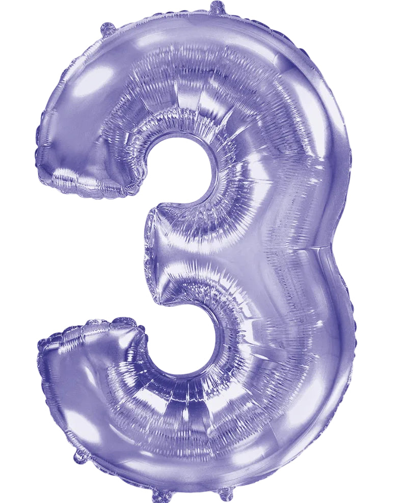 34"Lilac Number 3 Foil Balloon