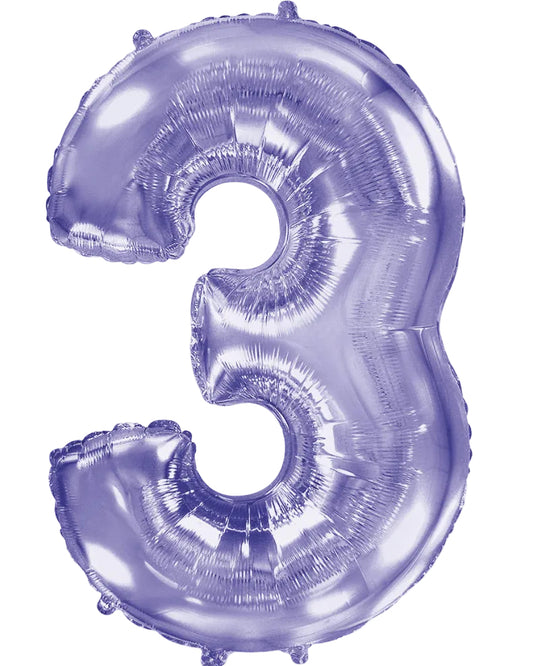 34"Lilac Number 3 Foil Balloon