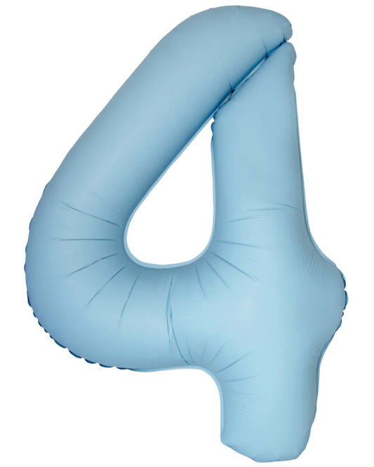 34"Number 4 Matte Baby Blue Foil Balloon