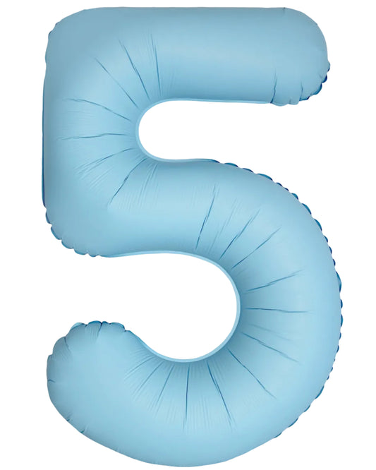34"Number 5 Matte Baby Blue Foil Balloon