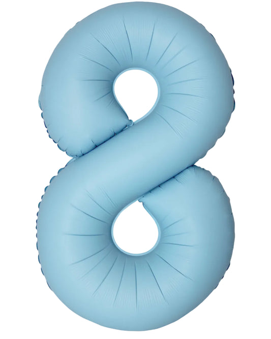 34"Number 8 Matte Baby Blue Foil Balloon