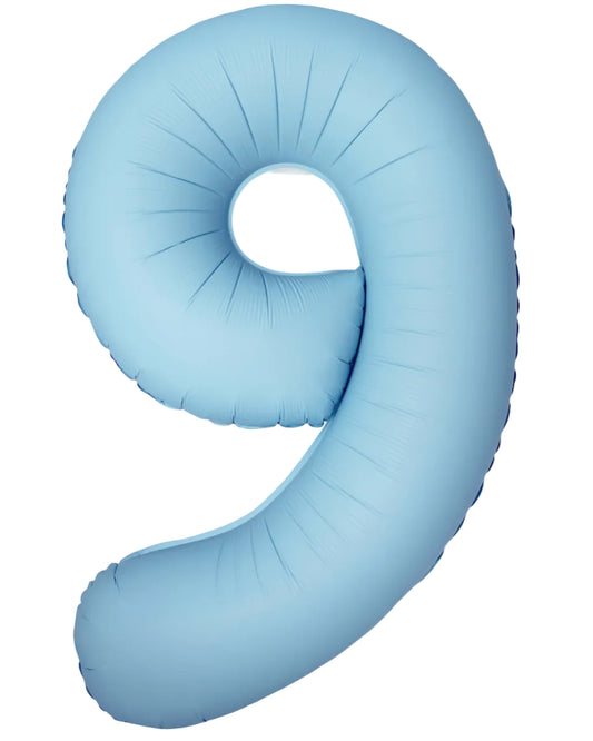 34"Number 9 Matte Baby Blue Foil Balloon