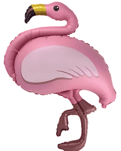 Pink inflatable flamingo toy on a transparent background
