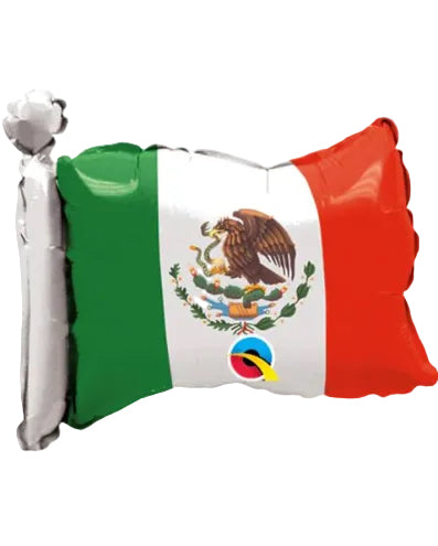 Inflatable pillow with Mexican flag design on a white background