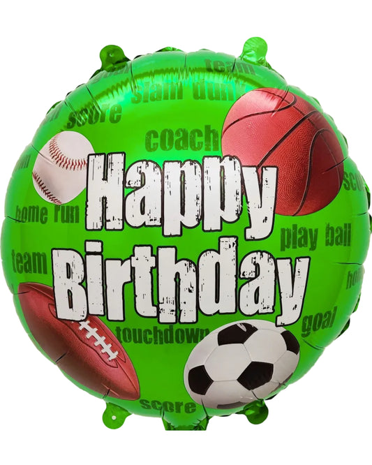 18" Green Happy Birthday Sports Foil Balloon