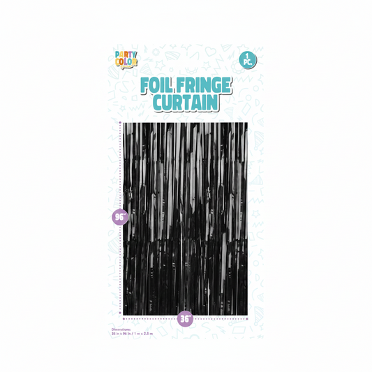 Matte Black Foil Fringe Tinsel Curtain Backdrop