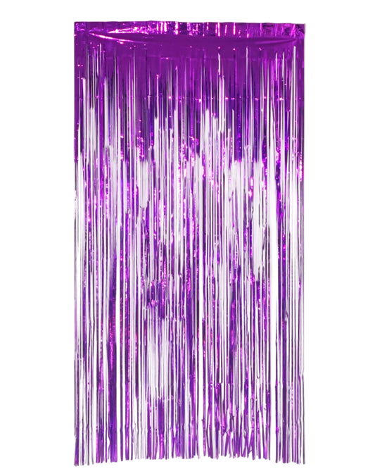 Purple Foil Fringe Tinsel Curtain Backdrop 6.5x3.25