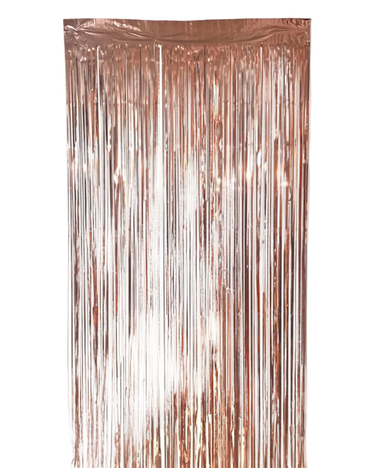 6.5x3.25 Rose Gold Foil Fringe Tinsel Curtain Backdrop