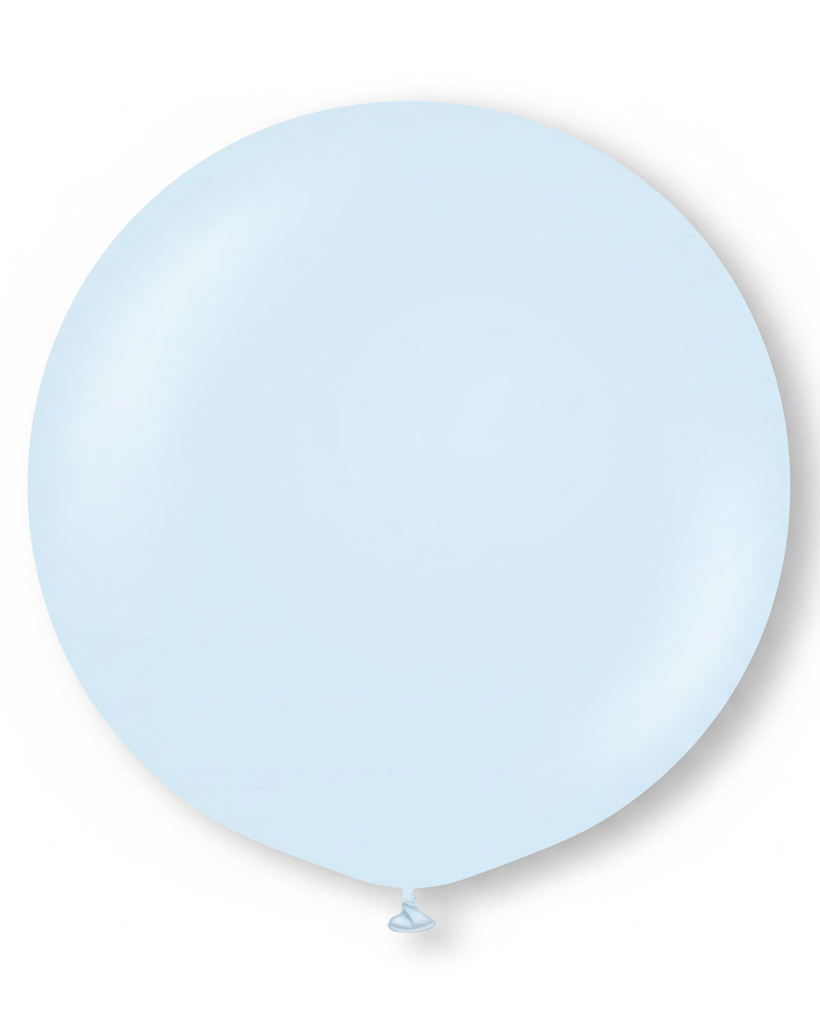 Single light blue balloon on a white background