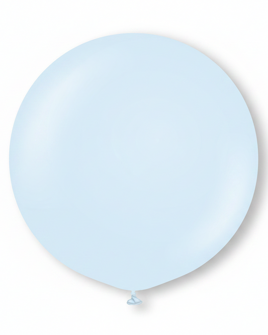 Single light blue balloon on a white background