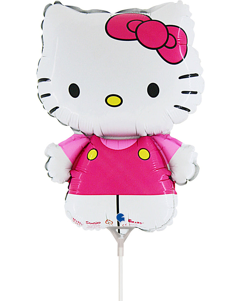 Hello Kitty-shaped balloon with a pink dress on a white background