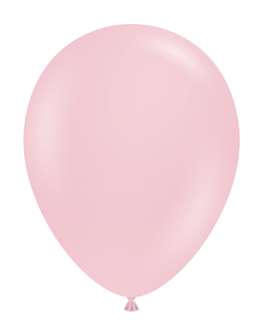 Single light pink balloon on a white background