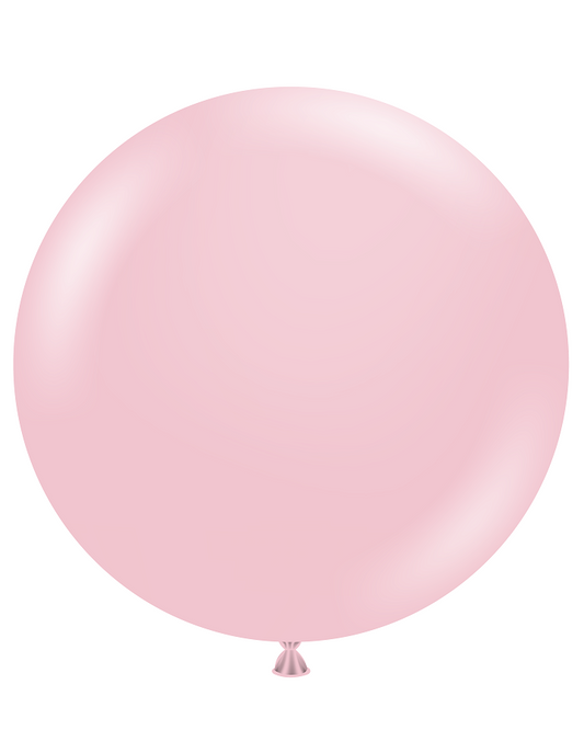 Single pink balloon on a white background