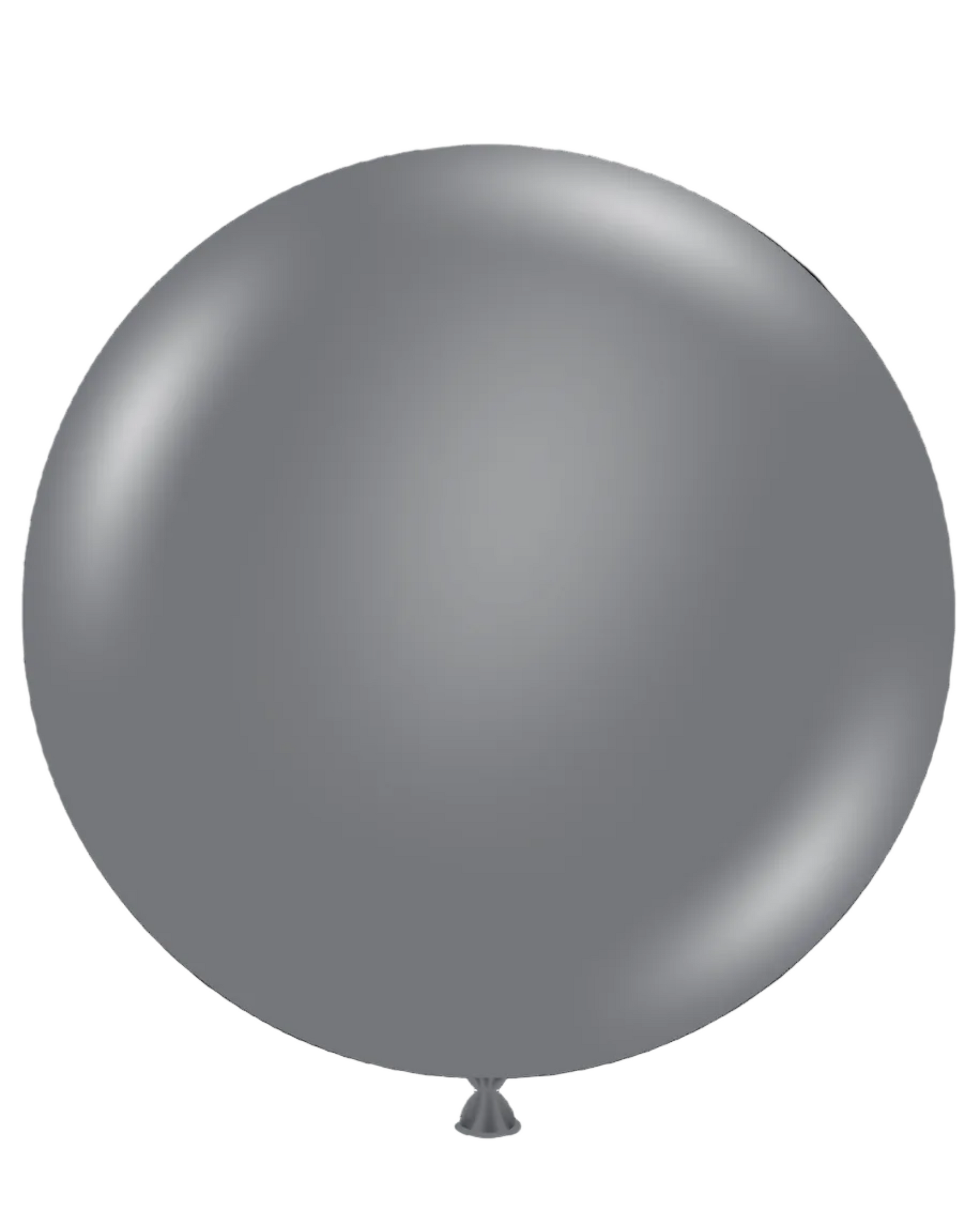 Large metallic silver balloon on a white background
