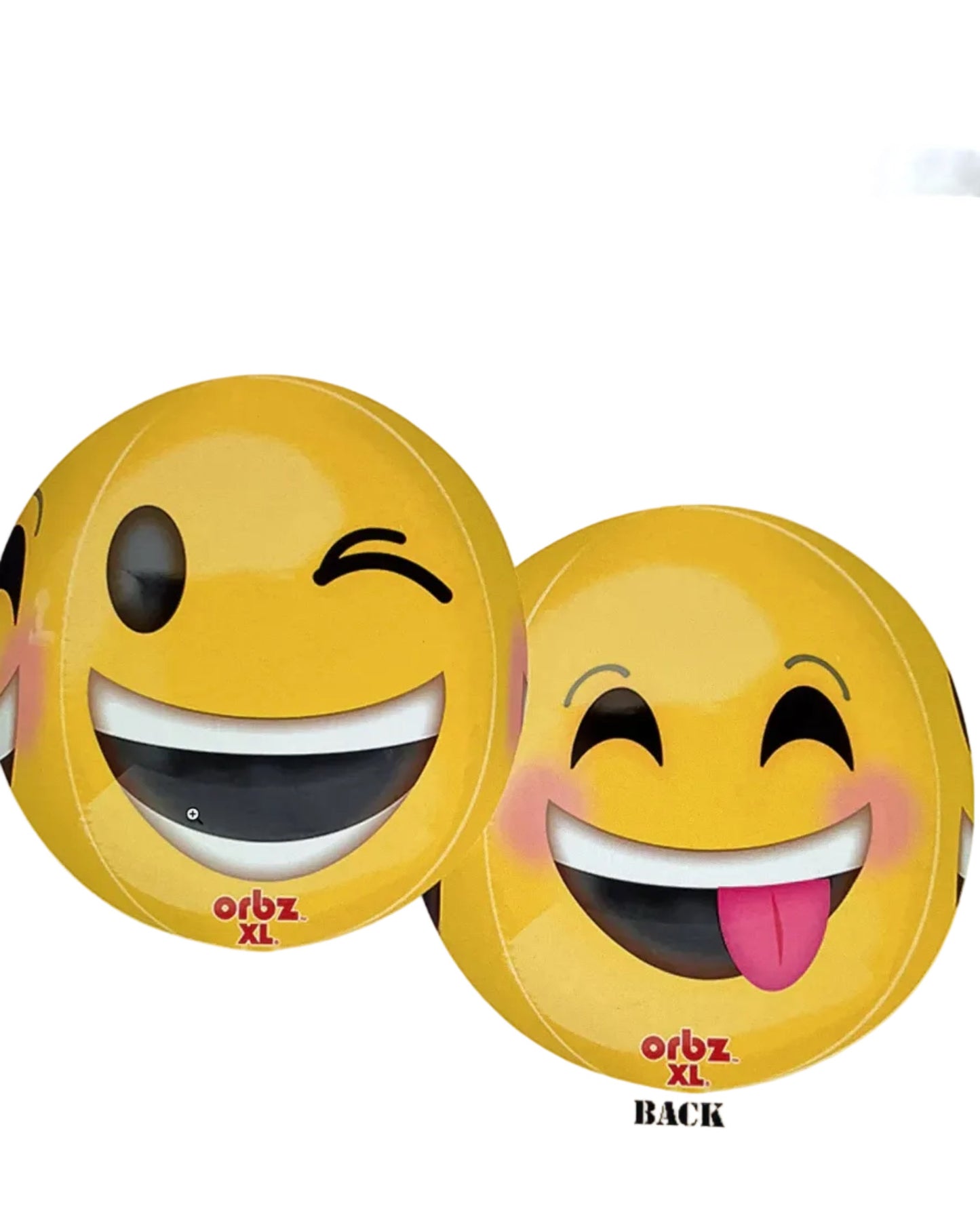 Two yellow emoji-style face plates with text on a digital device screen.