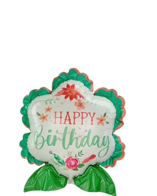 Digital representation of a birthday card with decorative text and flowers on a computer screen.