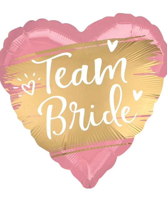 Heart-shaped balloon with 'Team Bride' text on a white background