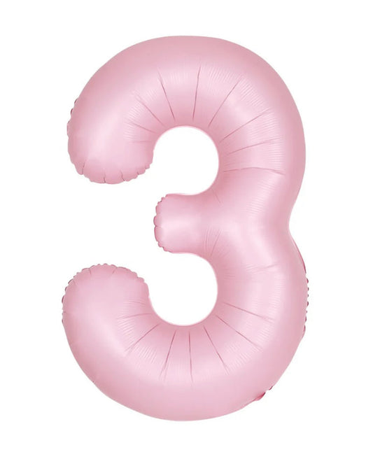 Pastel Pink Number 3
 Foil Balloon