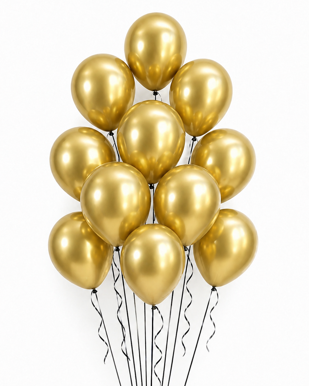 Gold balloons on a white background