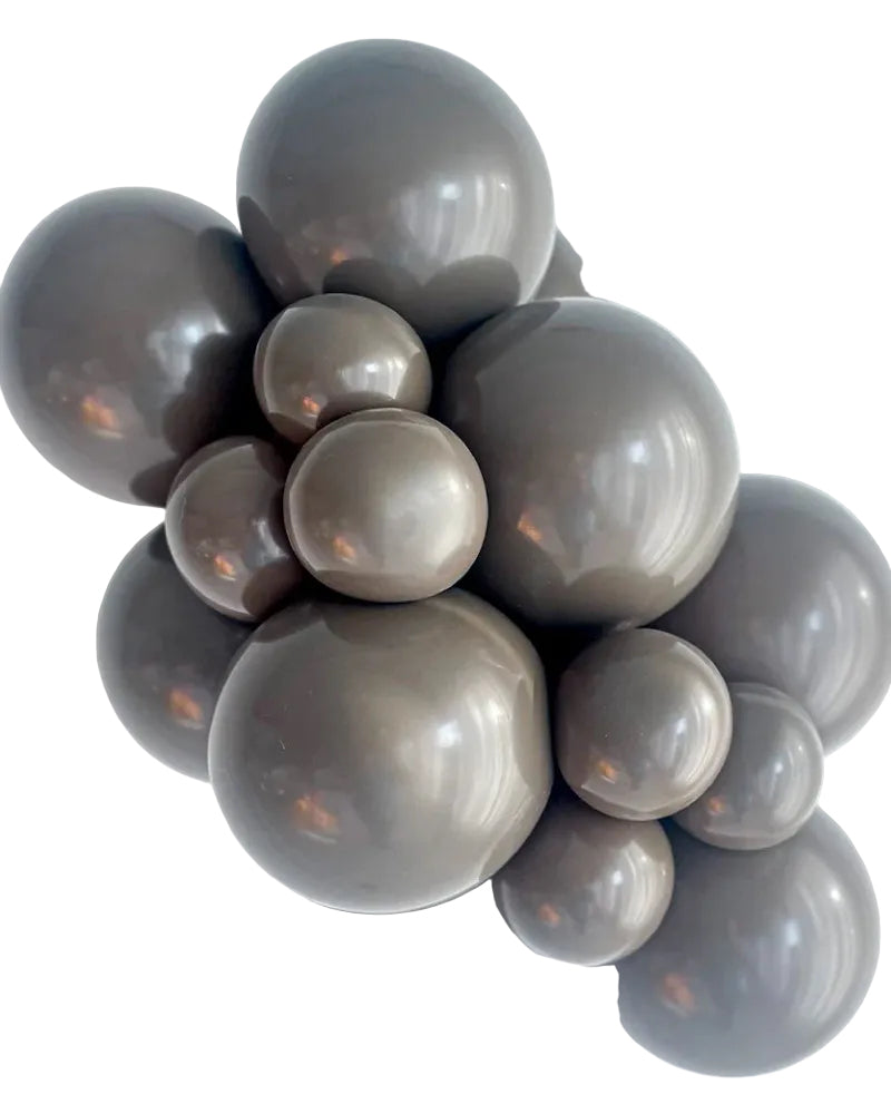 Cluster of gray balloons on a white background