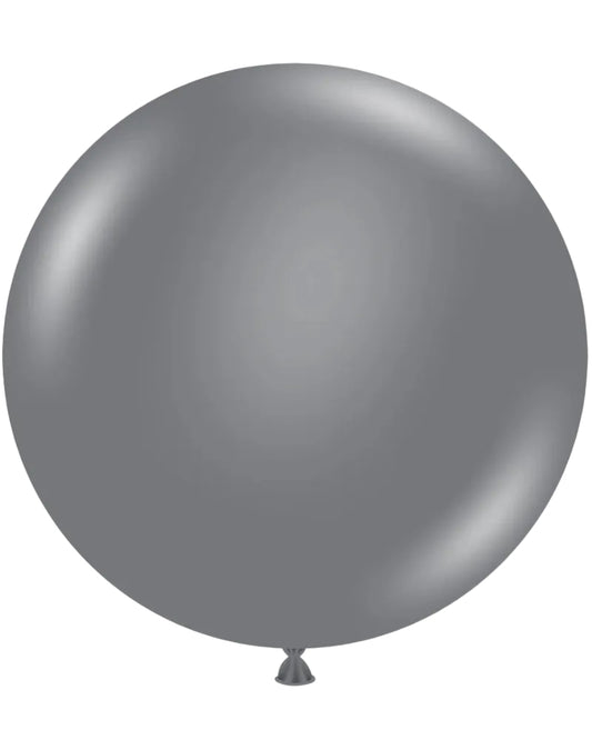 Large metallic silver balloon on a white background