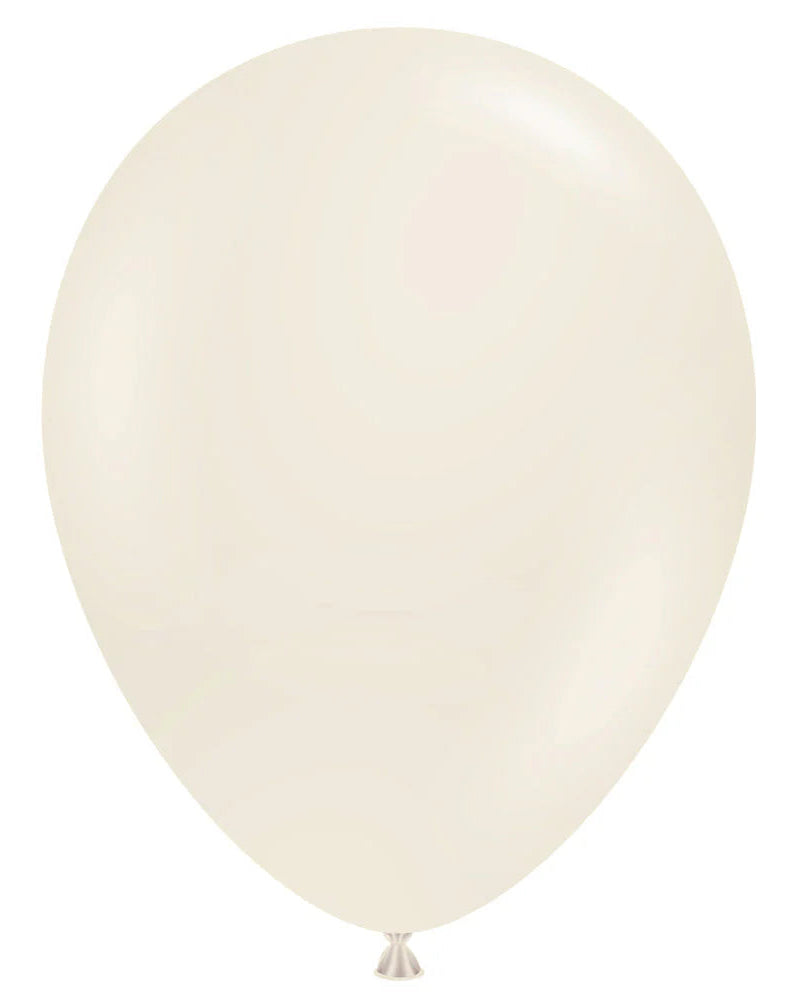 Single cream-colored balloon on a white background