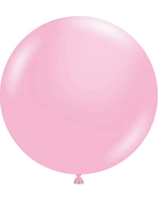 Large pink balloon on a white background