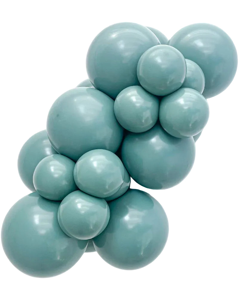 Turquoise balloon cluster on a white background