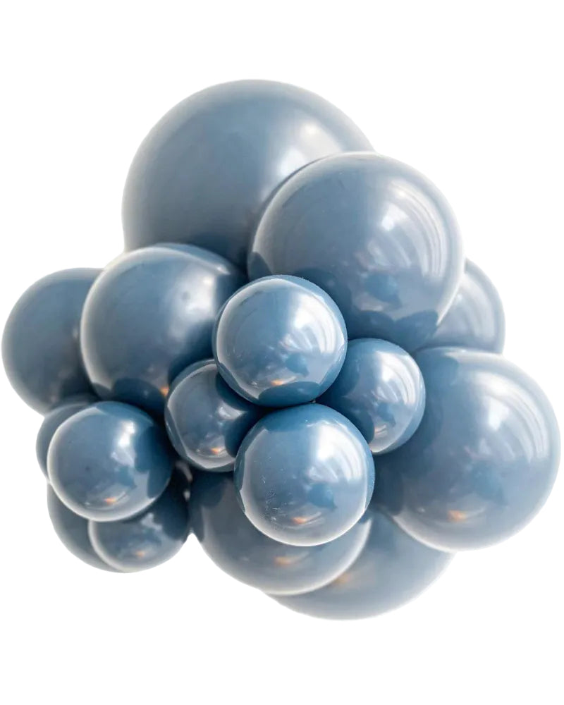 Cluster of blue balloons on a white background