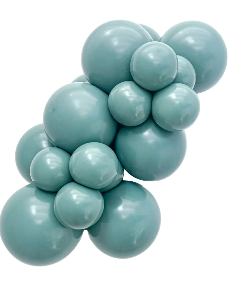 Turquoise balloon cluster on a white background