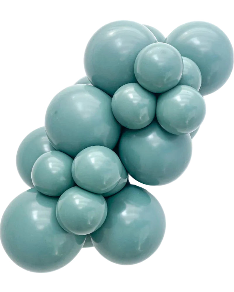 Turquoise balloon cluster on a white background