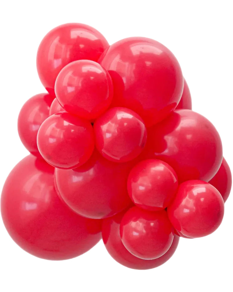 Cluster of red balloons on a white background