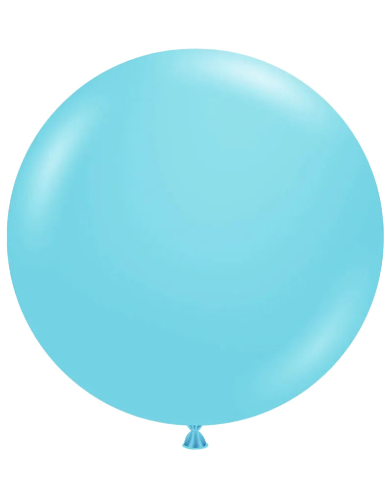 Single light blue balloon on a white background