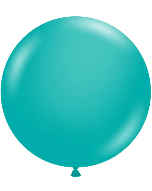 Large turquoise balloon on a white background