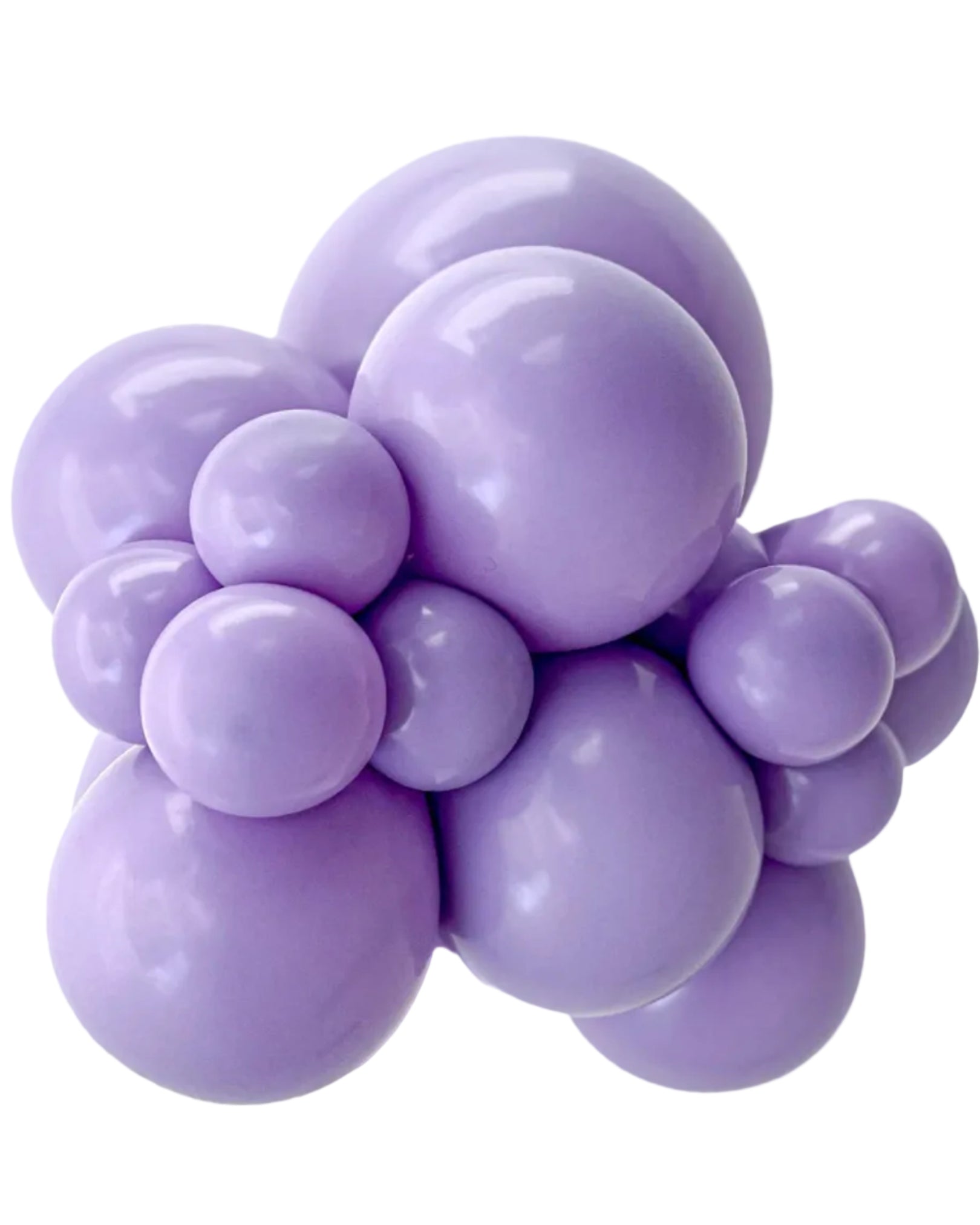 Cluster of purple balloons on a white background
