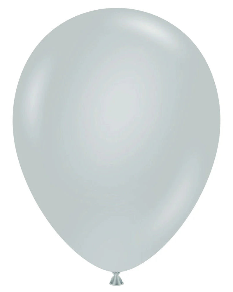 Single silver balloon on a white background