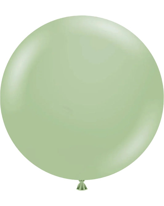 Large light green balloon on a white background