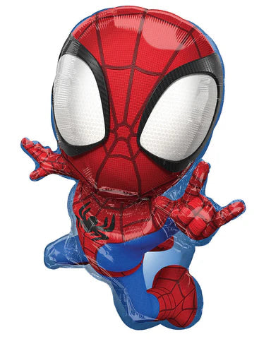 Spider-Man shaped balloon on a white background