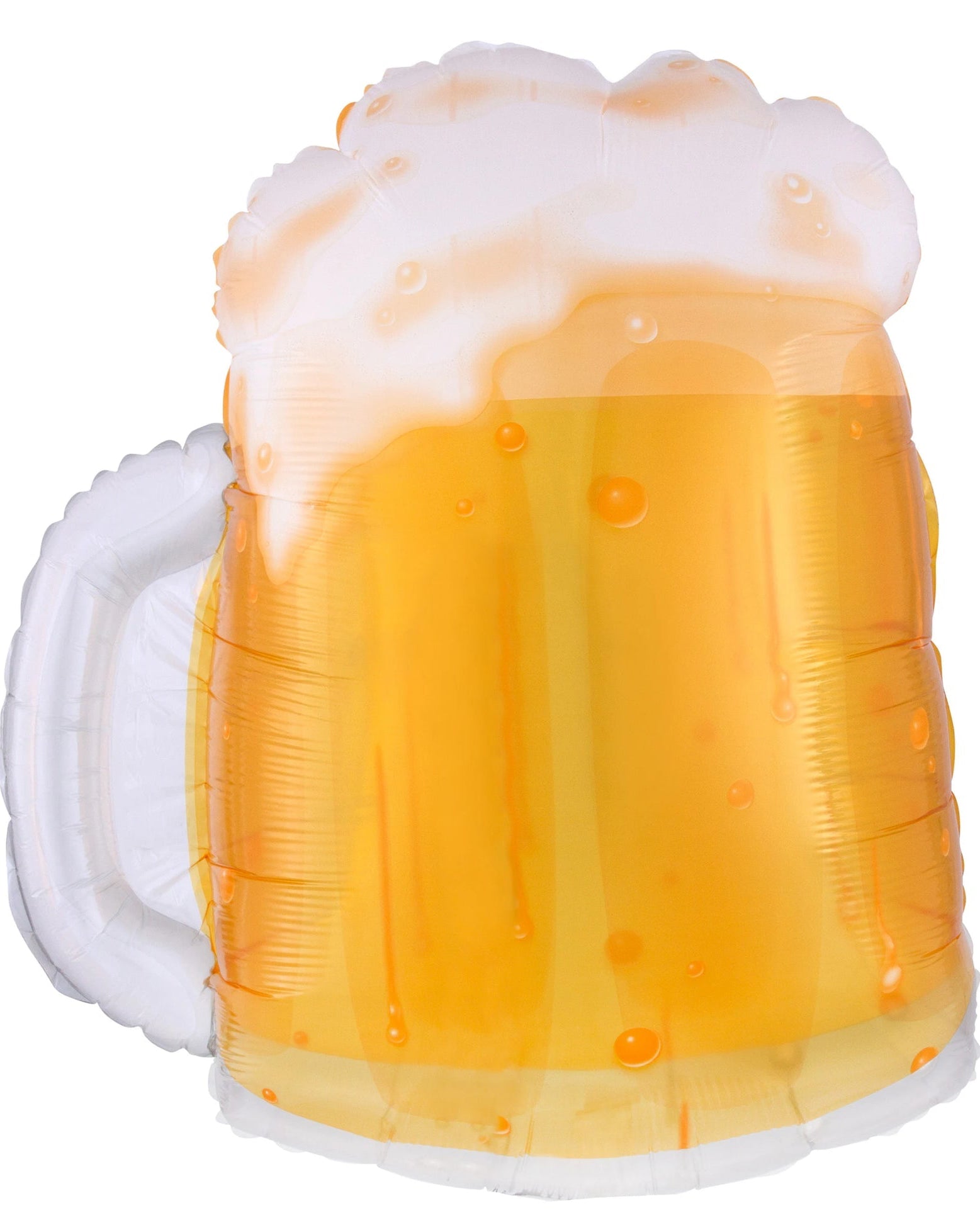 Squishy toy shaped like a beer mug with foam on a white background
