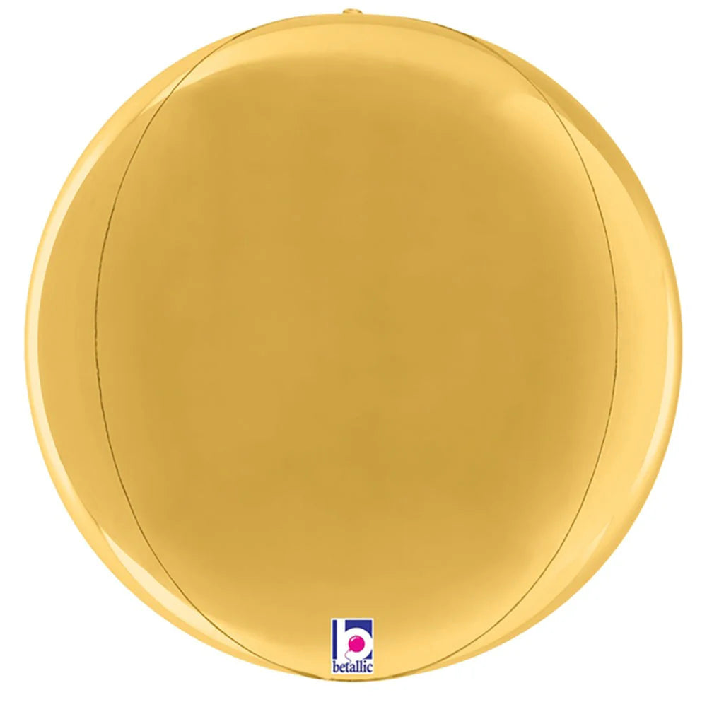 Gold metallic balloon with Betallic logo on a white background