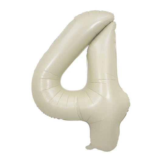 Cream Number 4'Foil Balloon