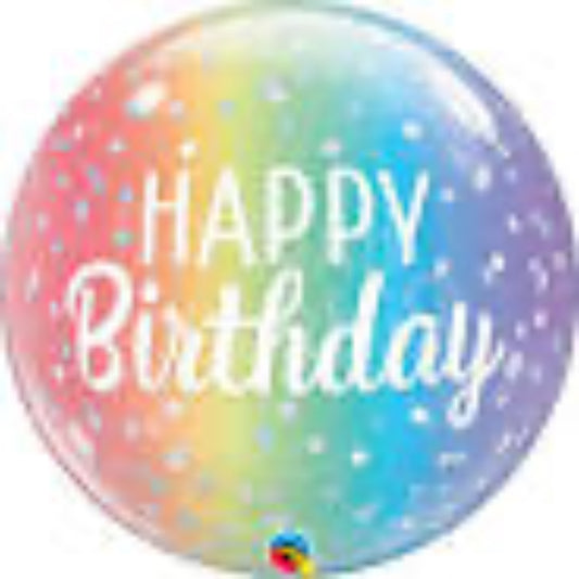Colorful birthday balloon with 'Happy Birthday' text