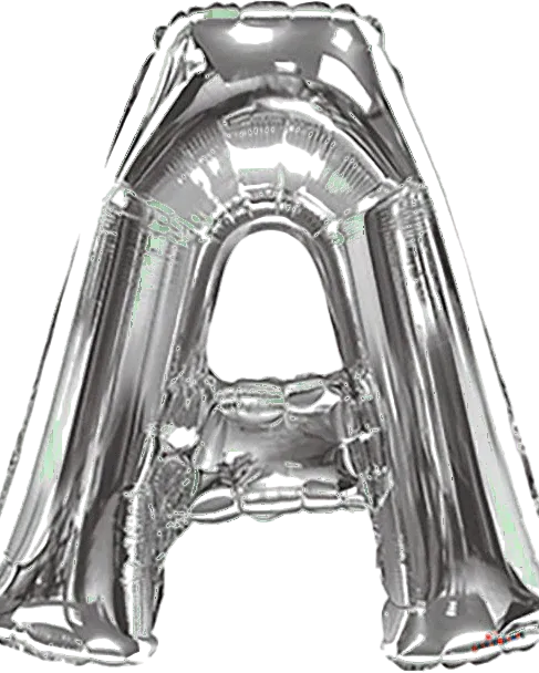Silver letter 'A' balloon on a white background