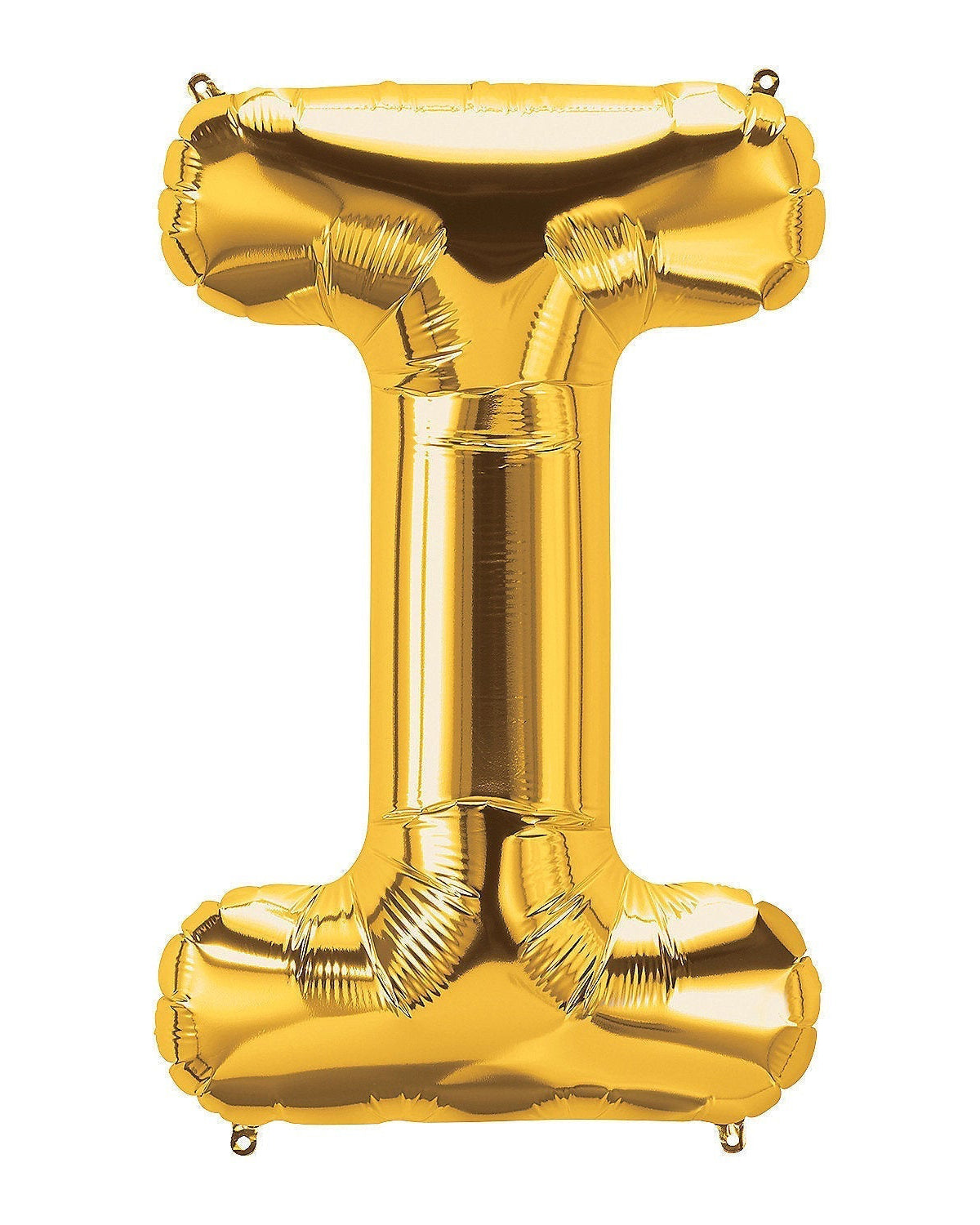Gold letter 'I' balloon on a white background