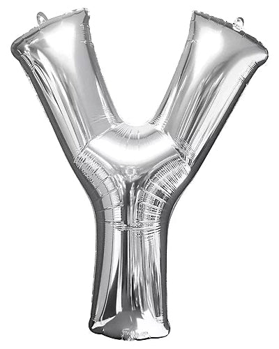 Silver letter 'Y' balloon on a white background