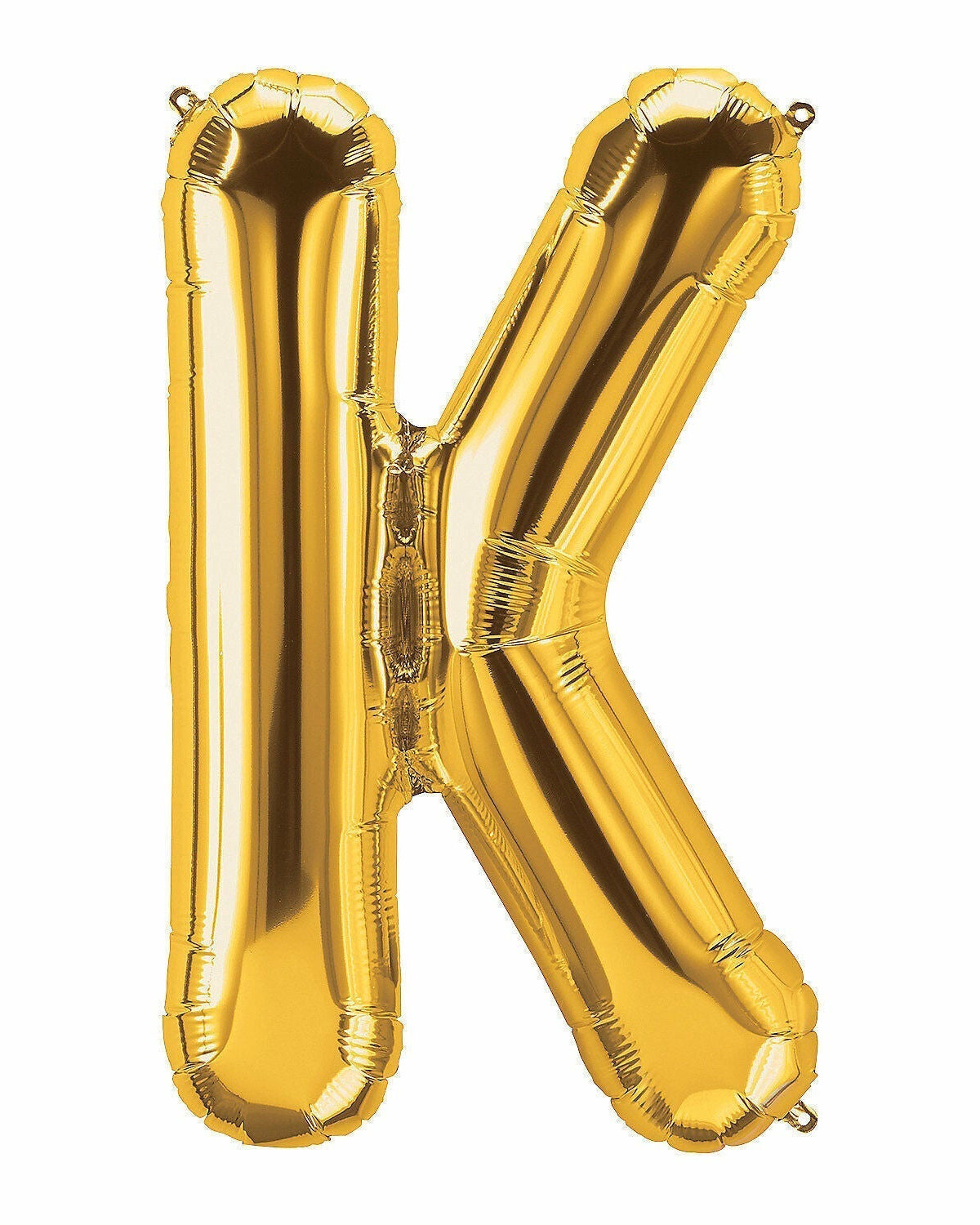 Gold letter 'K' balloon on a white background